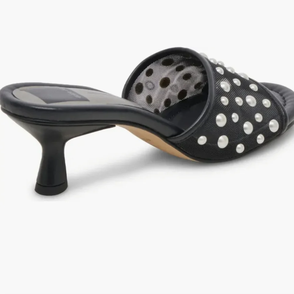 Dolce Vita Meeza Pearl Elegant Blk W/ White Faux Pearl Detail Women's Heels NIB - Picture 3 of 16